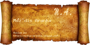 Módis Aranka névjegykártya