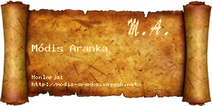 Módis Aranka névjegykártya